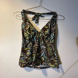 Super cute hibiscus print tankini halter
